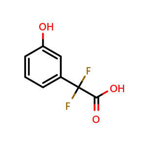 Chemical structure of 2,2-difluoro-2-(3-hydroxyphenyl)acetic acid , CAS 1785497-82-6, AChemBlock AD258789