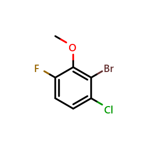 Chemical structure of 2-Bromo-1-chloro-4-fluoro-3-methoxybenzene , CAS 1785595-23-4, AChemBlock AD258791