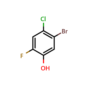 Chemical structure of 5-bromo-4-chloro-2-fluorophenol , CAS 1807224-71-0, AChemBlock AD258816