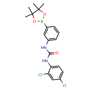 Chemical structure of 1-(2,4-Dichlorophenyl)-3-[3-(tetramethyl-1,3,2-dioxaborolan-2-yl)phenyl]urea , CAS 1809876-48-9, AChemBlock AD258819