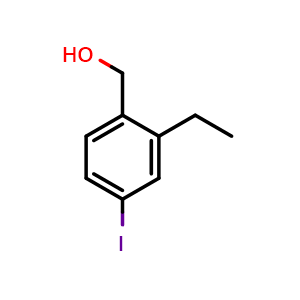 Chemical structure of (2-Ethyl-4-iodophenyl)methanol , CAS 1822771-61-8, AChemBlock AD258832