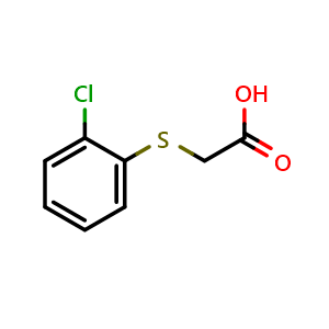 Chemical structure of 2-[(2-chlorophenyl)sulfanyl]acetic acid , CAS 18619-18-6, AChemBlock AD258845
