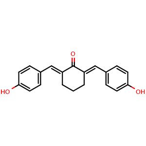 Chemical structure of (2E,6E)-2,6-bis(4-hydroxybenzylidene)cyclohexanone , CAS 18977-35-0, AChemBlock AD258864