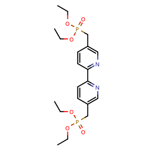 Chemical structure of 5'-(Diethoxyphosphorylmethyl)-[2,2']bipyridin-5-ylmethyl]phosphonic acid diethyl ester , CAS 190130-69-9, AChemBlock AD258868