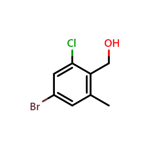 Chemical structure of (4-Bromo-2-chloro-6-methylphenyl)methanol , CAS 1936168-82-9, AChemBlock AD258884