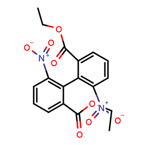 Chemical structure of 6,6'-Dinitro-diphenic acid diethyl ester , CAS 200116-21-8, AChemBlock AD258905