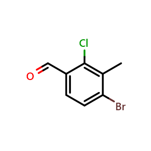 Chemical structure of 4-Bromo-2-chloro-3-methylbenzaldehyde , CAS 2010198-18-0, AChemBlock AD258910