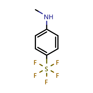 Chemical structure of N-Methyl-4-(pentafluoro-l6-sulfanyl)aniline , CAS 2019586-97-9, AChemBlock AD258914
