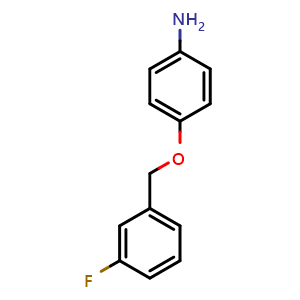 Chemical structure of 4-((3-fluorobenzyl)oxy)aniline , CAS 202197-25-9, AChemBlock AD258916