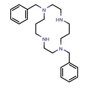 Chemical structure of 1,8-Dibenzyl-1,4,8,11-tetraazacyclotetradecane , CAS 214078-93-0, AChemBlock AD258959