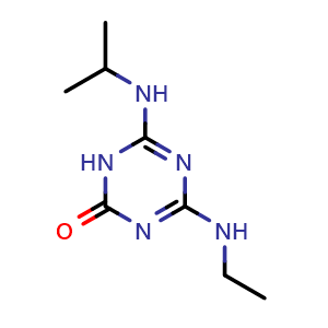 Chemical structure of 4-(Ethylamino)-6-(isopropylamino)-1,3,5-triazin-2(1H)-one , CAS 2163-68-0, AChemBlock AD258964