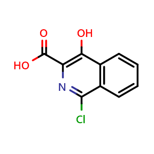 Chemical structure of 1-Chloro-4-hydroxyisoquinoline-3-carboxylicacid , CAS 223388-21-4, AChemBlock AD258996