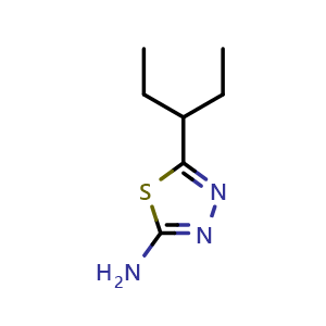 Chemical structure of 5-(1-ethylpropyl)-1,3,4-thiadiazol-2-amine , CAS 229003-14-9, AChemBlock AD259011