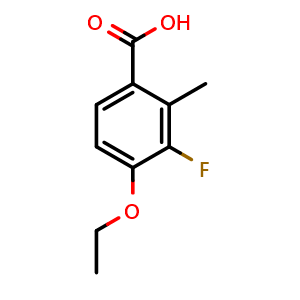 Chemical structure of 4-Ethoxy-3-fluoro-2-methylbenzoic acid , CAS 2384775-20-4, AChemBlock AD259033
