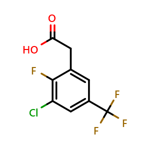 Chemical structure of 2-(3-chloro-2-fluoro-5-(trifluoromethyl)phenyl)acetic acid , CAS 261763-13-7, AChemBlock AD259094