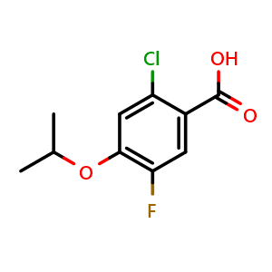 Chemical structure of 2-Chloro-5-fluoro-4-isopropoxybenzoic acid , CAS 2624417-18-9, AChemBlock AD259099
