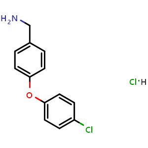 Chemical structure of (4-(4-Chlorophenoxy)phenyl)methanamine hydrochloride , CAS 262862-71-5, AChemBlock AD259115