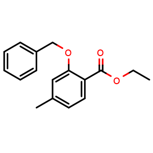 Chemical structure of Ethyl 2-(benzyloxy)-4-methylbenzoate , CAS 2635937-19-6, AChemBlock AD259120