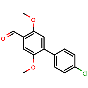 Chemical structure of 4'-Chloro-2,5-dimethoxy-[1,1'-biphenyl]-4-carbaldehyde , CAS 2635937-61-8, AChemBlock AD259132
