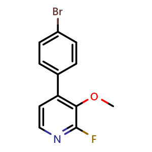 Chemical structure of 4-(4-Bromophenyl)-2-fluoro-3-methoxypyridine , CAS 2635937-70-9, AChemBlock AD259135
