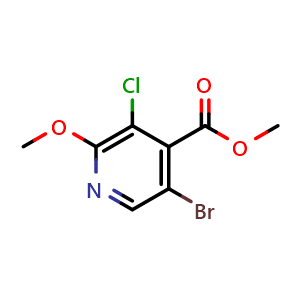 Chemical structure of Methyl 5-bromo-3-chloro-2-methoxyisonicotinate , CAS 2635937-89-0, AChemBlock AD259140