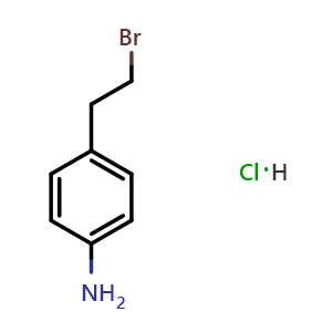 Chemical structure of 4-(2-bromoethyl)aniline hydrochloride , CAS 26407-07-8, AChemBlock AD259144
