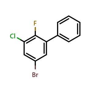 Chemical structure of 5-Bromo-3-chloro-2-fluoro-1,1'-biphenyl , CAS 2643367-59-1, AChemBlock AD259150