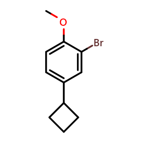 Chemical structure of 2-Bromo-4-cyclobutyl-1-methoxybenzene , CAS 2643367-80-8, AChemBlock AD259153