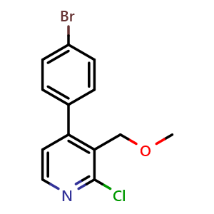 Chemical structure of 4-(4-Bromophenyl)-2-chloro-3-(methoxymethyl)pyridine , CAS 2643368-12-9, AChemBlock AD259162