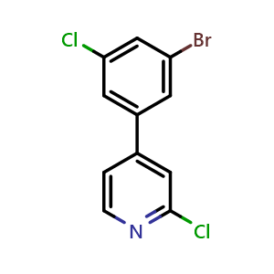 Chemical structure of 4-(3-Bromo-5-chlorophenyl)-2-chloropyridine , CAS 2643368-36-7, AChemBlock AD259164