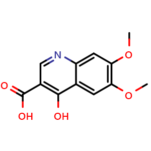 Chemical structure of 4-Hydroxy-6,7-dimethoxyquinoline-3-carboxylic acid , CAS 26893-22-1, AChemBlock AD259175