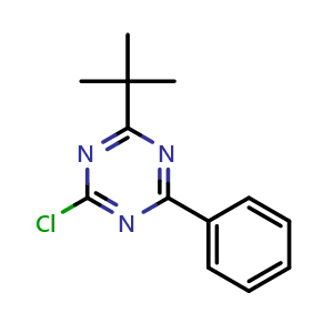 Chemical structure of 2-(tert-Butyl)-4-chloro-6-phenyl-1,3,5-triazine , CAS 2690317-87-2, AChemBlock AD259176
