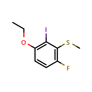 Chemical structure of (3-Ethoxy-6-fluoro-2-iodophenyl)(methyl)sulfane , CAS 2705799-53-5, AChemBlock AD259180