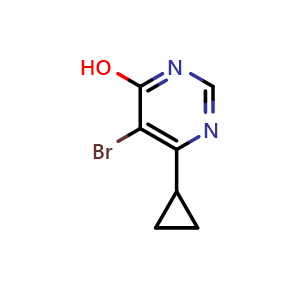 Chemical structure of 5-Bromo-6-cyclopropylpyrimidin-4-ol , CAS 27192-20-7, AChemBlock AD259181