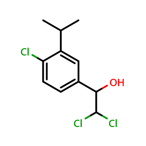 Chemical structure of 2,2-Dichloro-1-(4-chloro-3-isopropylphenyl)ethanol , CAS 2734774-47-9, AChemBlock AD259193