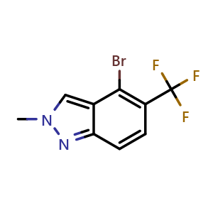 Chemical structure of 4-Bromo-2-methyl-5-(trifluoromethyl)-2H-indazole , CAS 2734775-41-6, AChemBlock AD259194