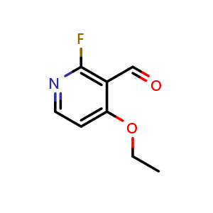 Chemical structure of 4-Ethoxy-2-fluoronicotinaldehyde , CAS 2734777-46-7, AChemBlock AD259196