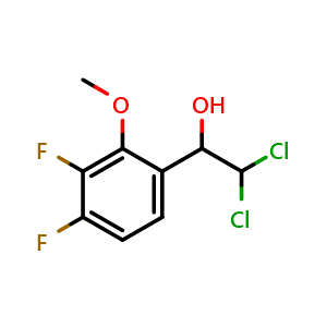 Chemical structure of 2,2-Dichloro-1-(3,4-difluoro-2-methoxyphenyl)ethanol , CAS 2755719-85-6, AChemBlock AD259205