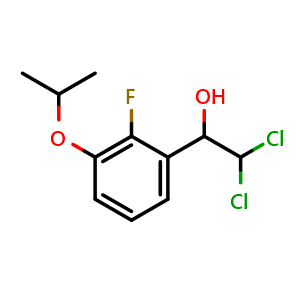 Chemical structure of 2,2-Dichloro-1-(2-fluoro-3-isopropoxyphenyl)ethanol , CAS 2755724-28-6, AChemBlock AD259207