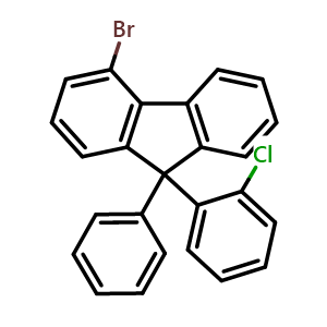 Chemical structure of 4-Bromo-9-(2-chlorophenyl)-9-phenyl-9H-fluorene , CAS 2767332-20-5, AChemBlock AD259216