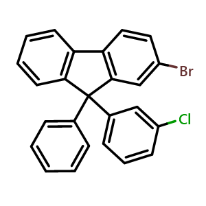 Chemical structure of 2-Bromo-9-(3-chlorophenyl)-9-phenyl-9H-fluorene , CAS 2845126-39-6, AChemBlock AD259228