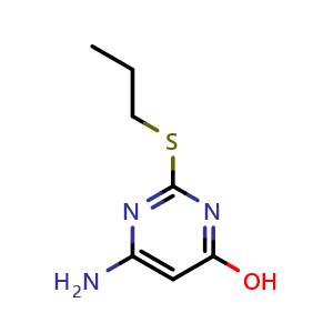 Chemical structure of 6-Amino-2-(propylsulfanyl)-4-pyrimidinol , CAS 2917-02-4, AChemBlock AD259241