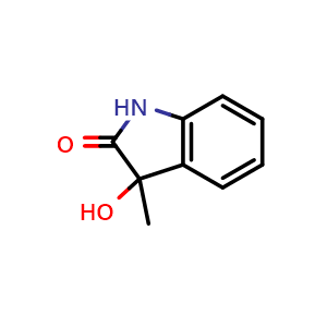 Chemical structure of 3-hydroxy-3-methylindolin-2-one , CAS 3040-34-4, AChemBlock AD259256
