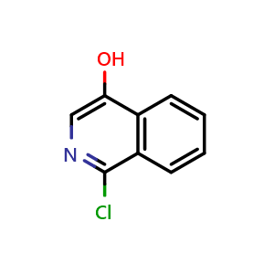 Chemical structure of 1-Chloroisoquinolin-4-ol , CAS 3336-43-4, AChemBlock AD259291