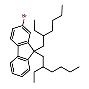 Chemical structure of 2-Bromo-9,9-bis(2-ethylhexyl)fluoren , CAS 355135-07-8, AChemBlock AD259321