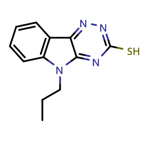 Chemical structure of 3-Mercapto-5-propyl-5H-1,2,4-triazino[5,6-b]indole , CAS 36047-56-0, AChemBlock AD259326