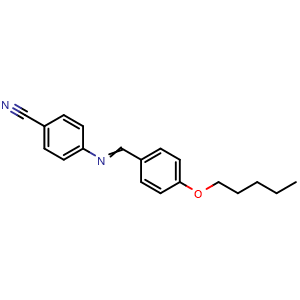 Chemical structure of 4-((4-(pentyloxy)benzylidene)amino)benzonitrile , CAS 37075-25-5, AChemBlock AD259335