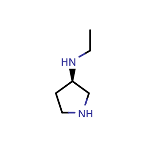Chemical structure of (R)-N-Ethylpyrrolidin-3-amine , CAS 381670-30-0, AChemBlock AD259350