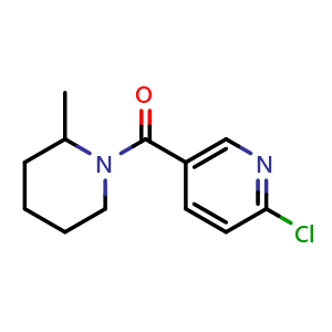 Chemical structure of 2-chloro-5-(2-methylpiperidine-1-carbonyl)pyridine , CAS 385408-28-6, AChemBlock AD259352