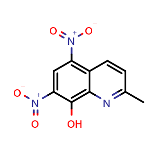 Chemical structure of 8-Hydroxy-2-methyl-5,7-dinitroquinoline , CAS 38543-75-8, AChemBlock AD259353